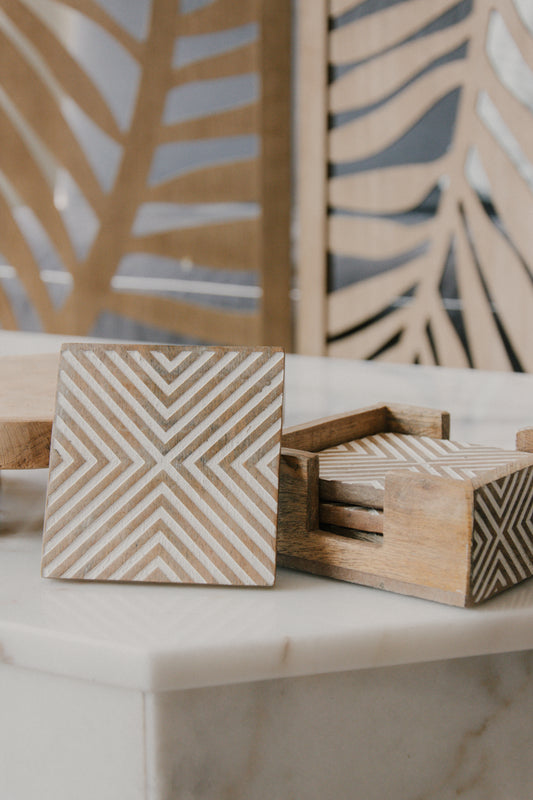 Houten aztec onderzetters