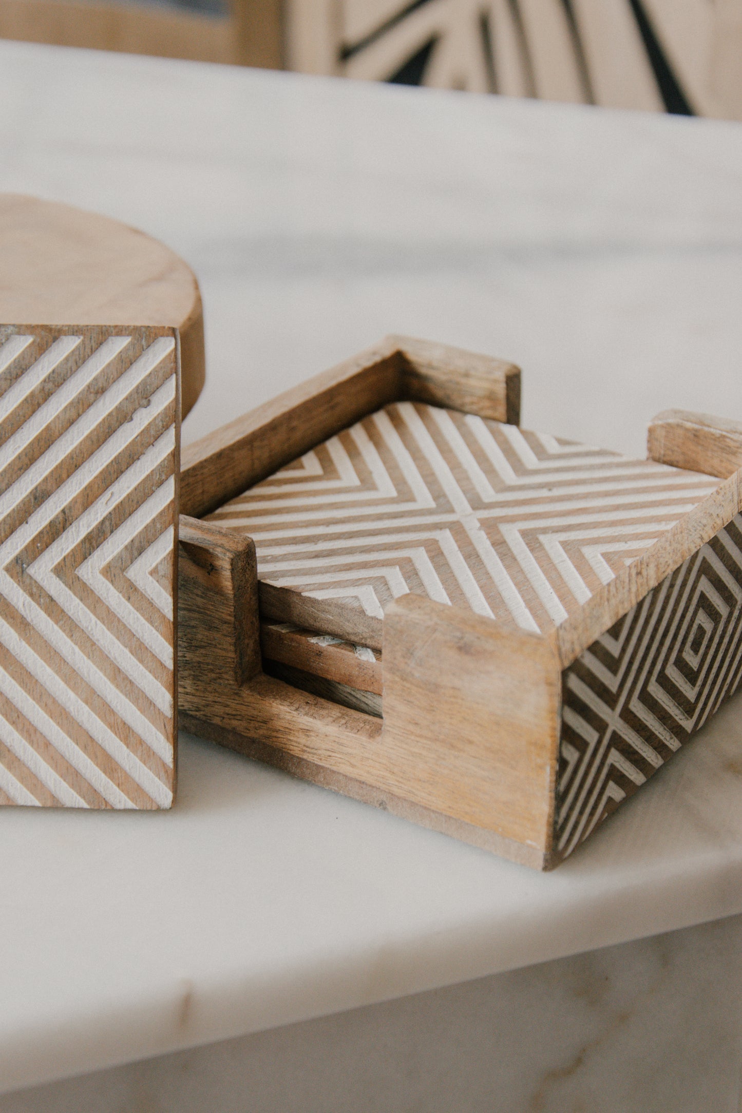 Houten aztec onderzetters